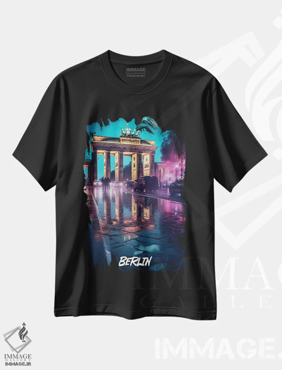 تیشرت مشکی طرح دار برلین فانتزی، هنر دیجیتال اثر دورو آرت | immage.ir