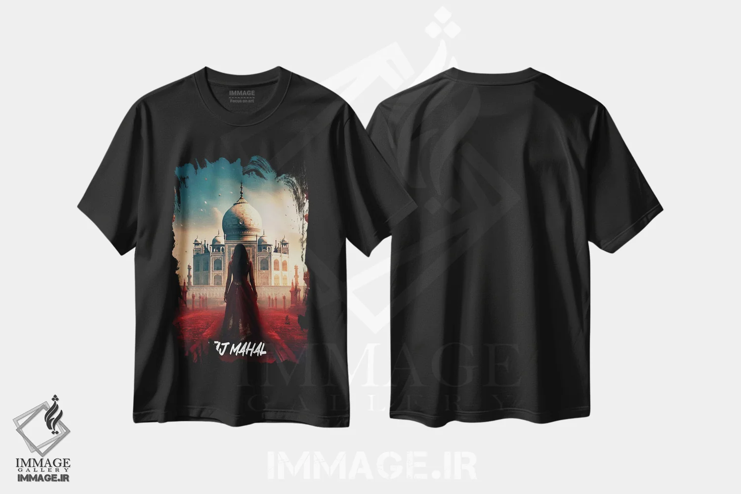 تیشرت مشکی طرح دار فانتزی تاج محل، هنر دیجیتال اثر دورو آرت | immage.ir