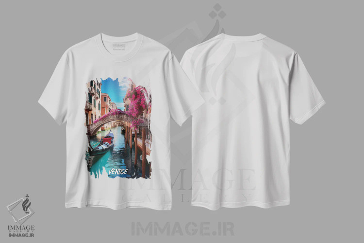 تیشرت سفید طرح دار فانتزی ونیز، هنر دیجیتال اثر دورو آرت | immage.ir
