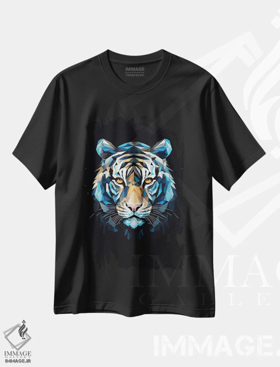تیشرت مشکی طرح دار ببر پلی آرت، تزئینی اثر دورو آرت | immage.ir