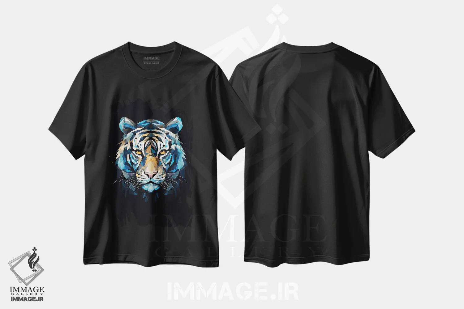 تیشرت مشکی طرح دار ببر پلی آرت، تزئینی اثر دورو آرت | immage.ir