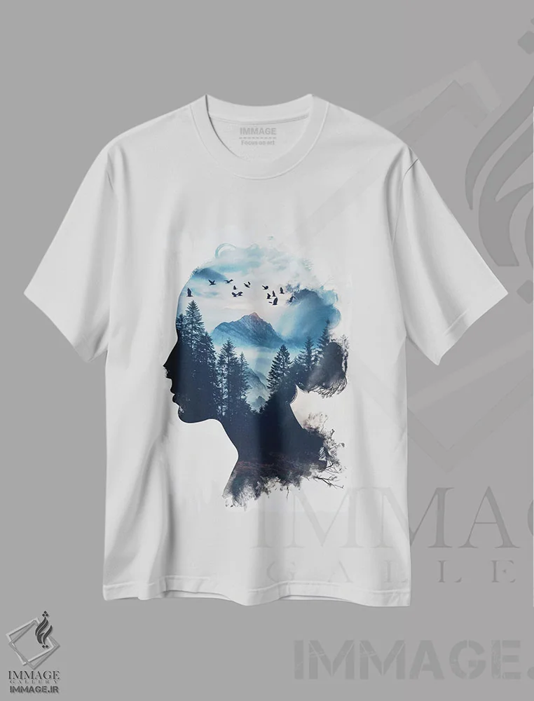 تیشرت سفید طرح دار زن دابل اکسپوژر، تزئینی اثر دورو آرت | فروشگاه ایماژ