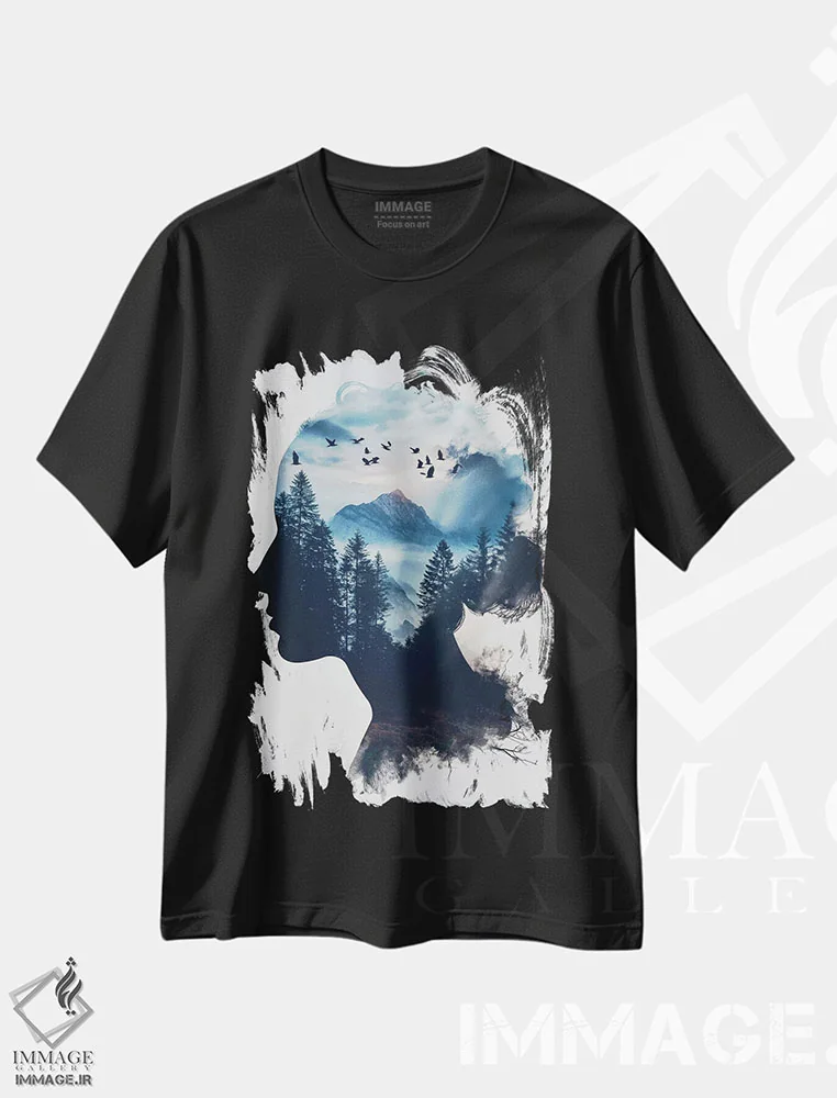تیشرت مشکی طرح دار زن دابل اکسپوژر، تزئینی اثر دورو آرت | immage.ir