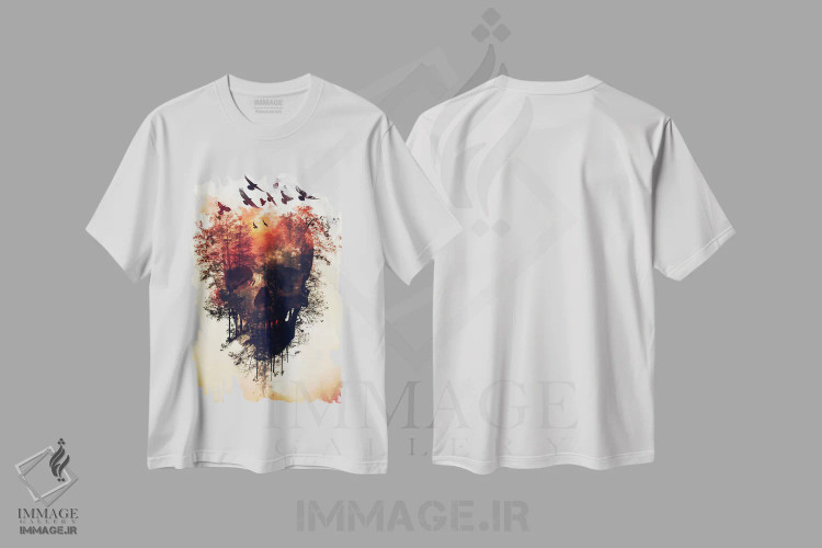 تیشرت سفید طرح دار جمجمه دابل اکسپوژر، دکوراسیون جایگزین اثر دورو آرت | فروشگاه ایماژ
