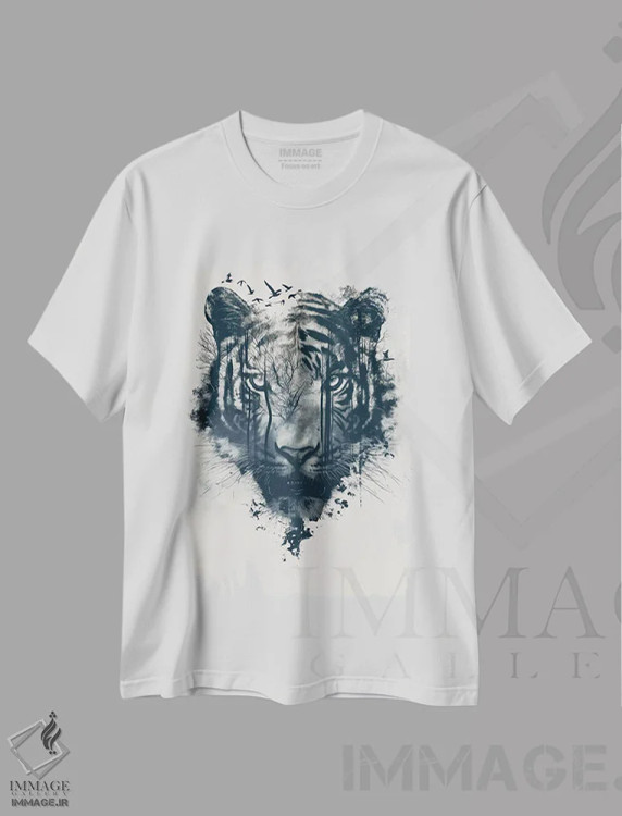 تیشرت سفید طرح دار ببر دابل اکسپوژر، تزئینی اثر دورو آرت | immage.ir