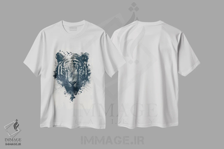 تیشرت سفید طرح دار ببر دابل اکسپوژر، تزئینی اثر دورو آرت | immage.ir