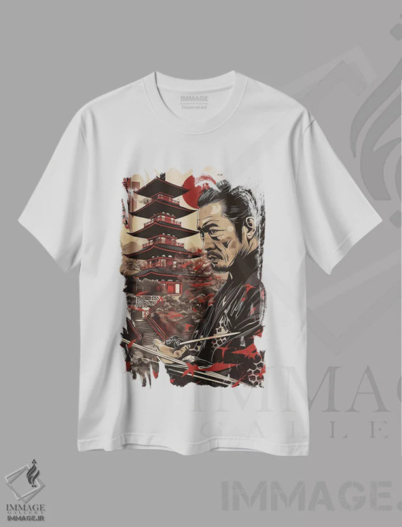 تیشرت سفید طرح دار جنگجوی سامورایی IV، دکوراسیون جایگزین اثر دورو آرت | immage.ir