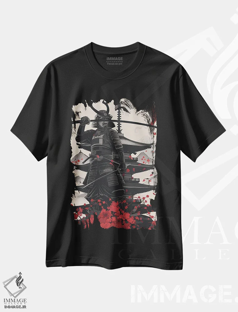 تیشرت مشکی طرح دار جنگجوی سامورایی، دکوراسیون جایگزین اثر دورو آرت | immage.ir