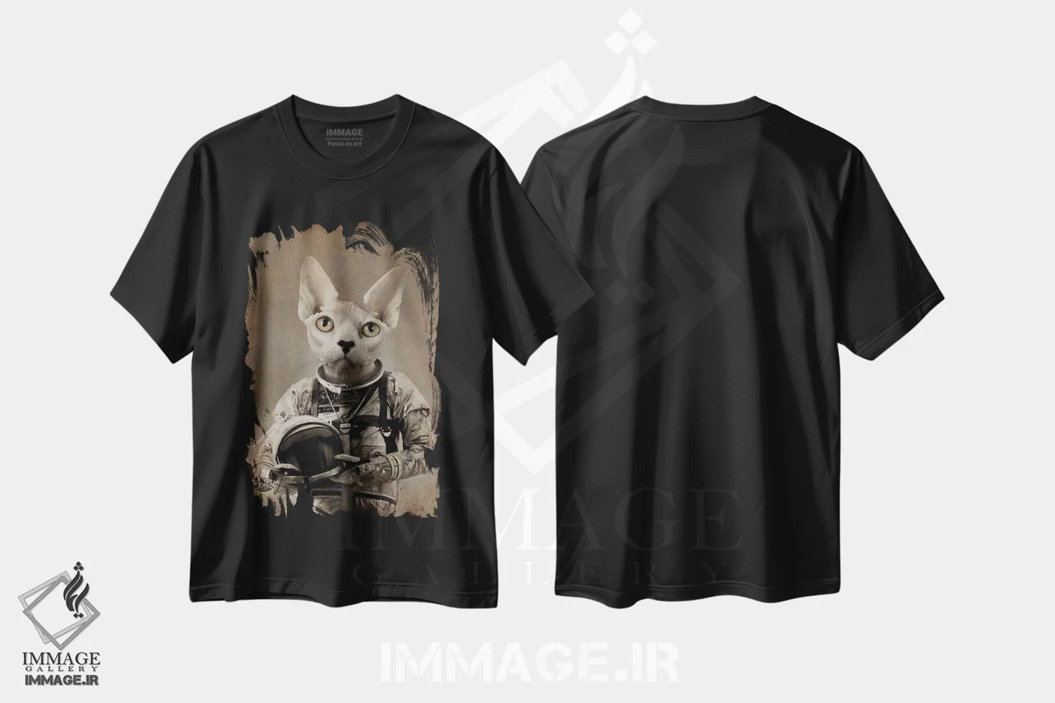 تیشرت مشکی طرح دار گمشده در فضا، تزئینی اثر دورو آرت | فروشگاه ایماژ