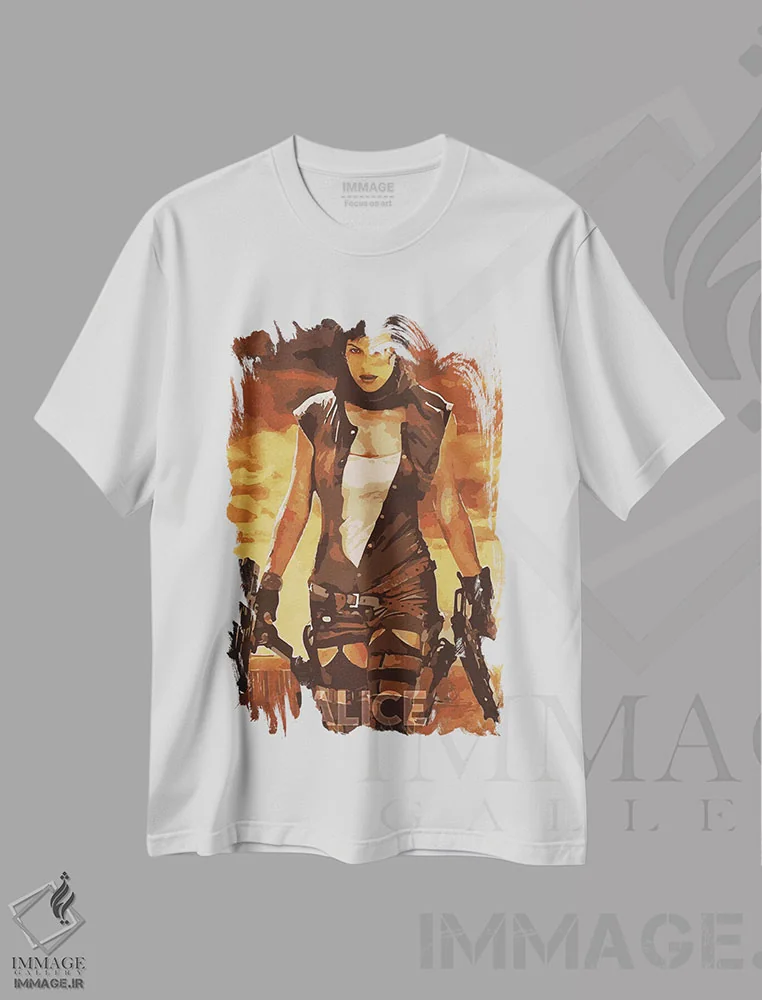 تیشرت سفید طرح دار آلیس، هنر دیجیتال اثر دورو آرت | immage.ir