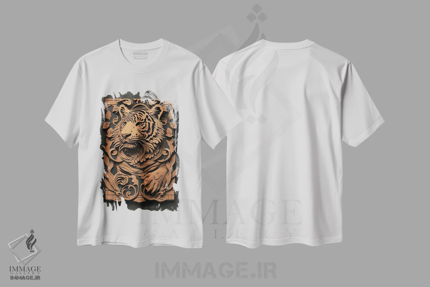 تیشرت سفید طرح دار ببر سه بعدی، دکور معاصر اثر دورو آرت | immage.ir