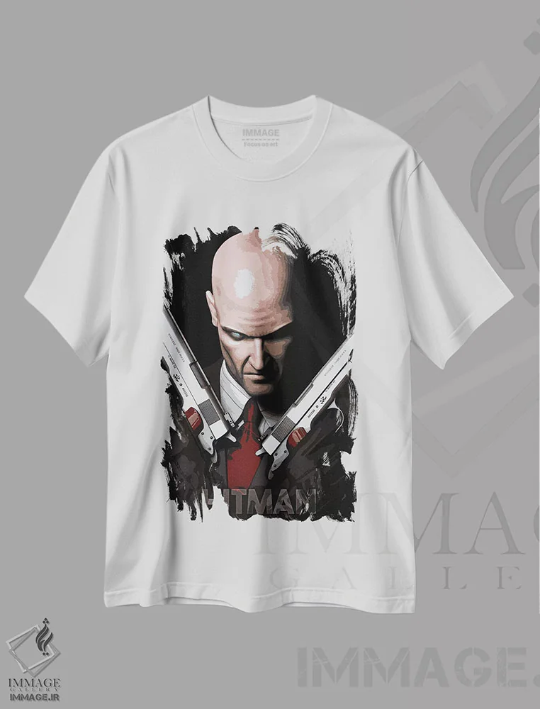 تیشرت سفید طرح دار قاتل حرفه ای، هنر دیجیتال اثر دورو آرت | فروشگاه ایماژ
