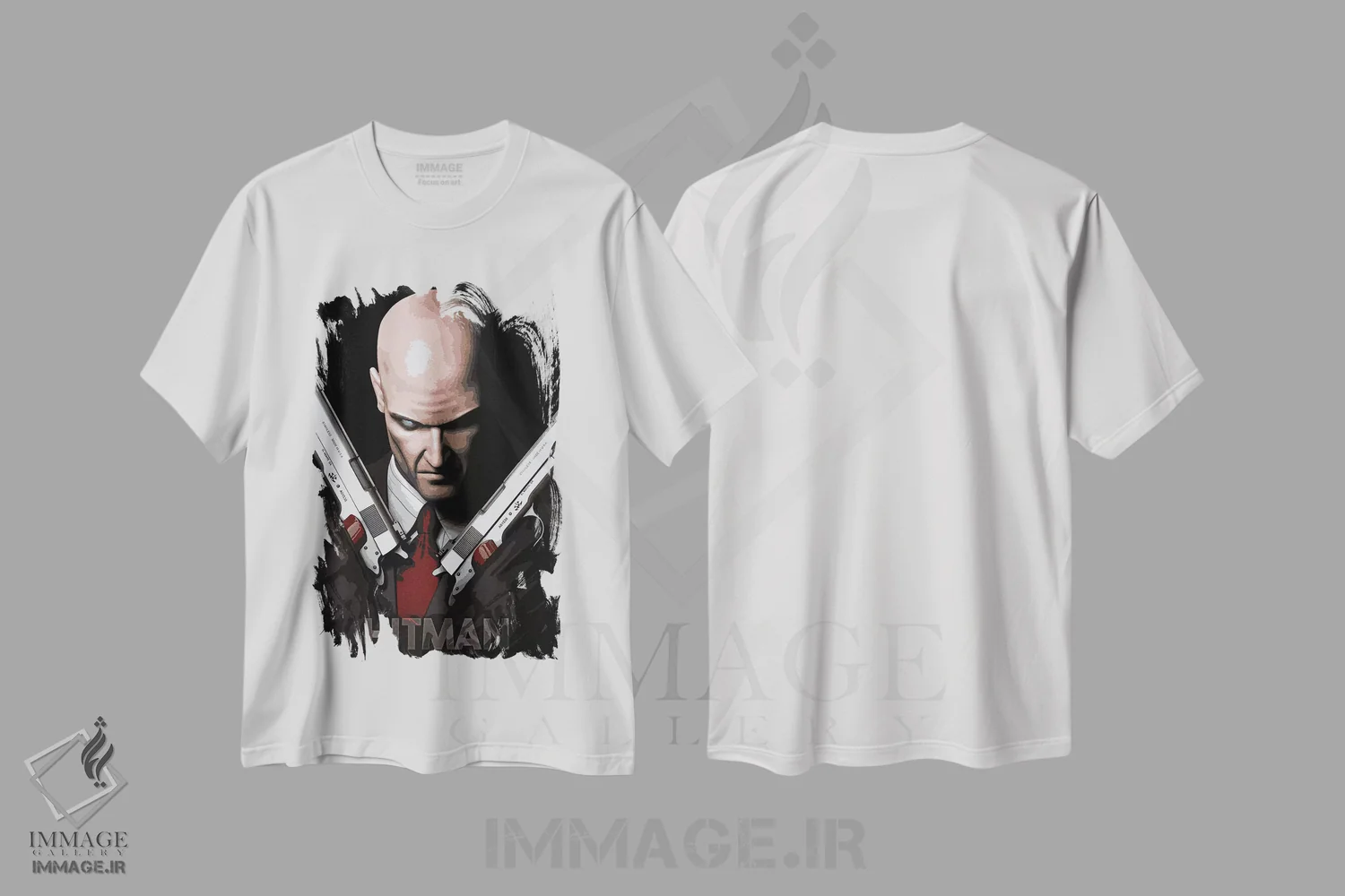 تیشرت سفید طرح دار قاتل حرفه ای، هنر دیجیتال اثر دورو آرت | فروشگاه ایماژ