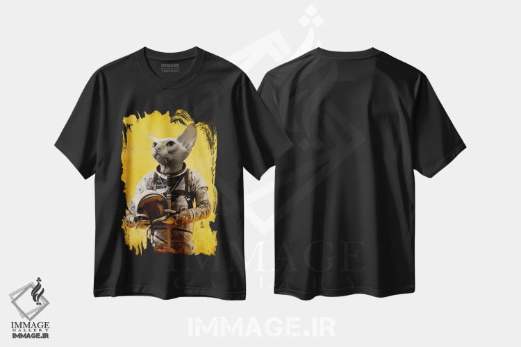 تیشرت مشکی طرح دار فضانورد مغرور اثر دورو آرت | فروشگاه ایماژ