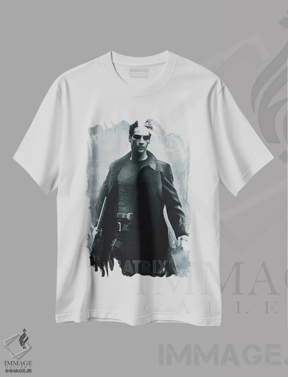 تیشرت سفید طرح دار ماتریکس، هنر دیجیتال اثر دورو آرت | immage.ir