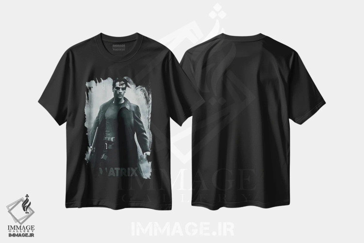 تیشرت مشکی طرح دار ماتریکس، هنر دیجیتال اثر دورو آرت | فروشگاه ایماژ