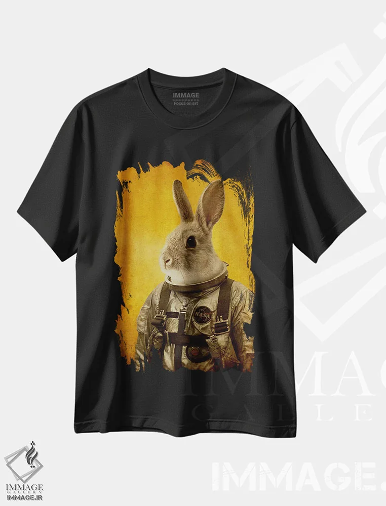 تیشرت مشکی طرح دار آماده پرواز، تزئینی اثر دورو آرت | immage.ir