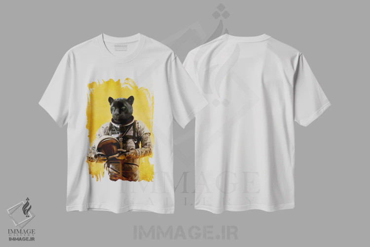 تیشرت سفید طرح دار جگوار فضایی اثر دورو آرت | فروشگاه ایماژ