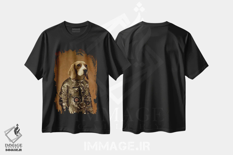 تیشرت مشکی طرح دار بیگل اثر دورو آرت | فروشگاه ایماژ