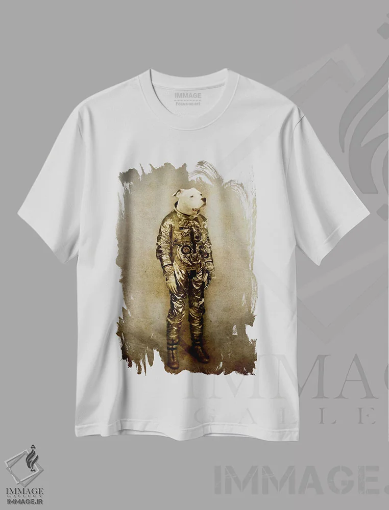 تیشرت سفید طرح دار سخت اثر دورو آرت | immage.ir