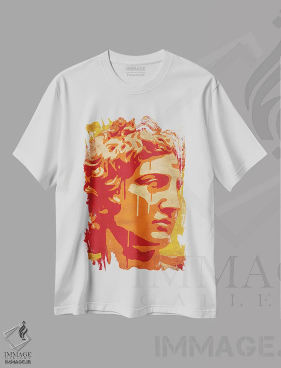 تیشرت سفید طرح دار آتنا، تزئینی اثر دورو آرت | فروشگاه ایماژ