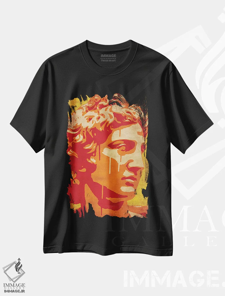 تیشرت مشکی طرح دار آتنا، تزئینی اثر دورو آرت | immage.ir