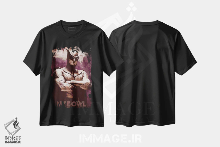 تیشرت مشکی طرح دار جغد شب، هنر دیجیتال اثر دورو آرت | فروشگاه ایماژ