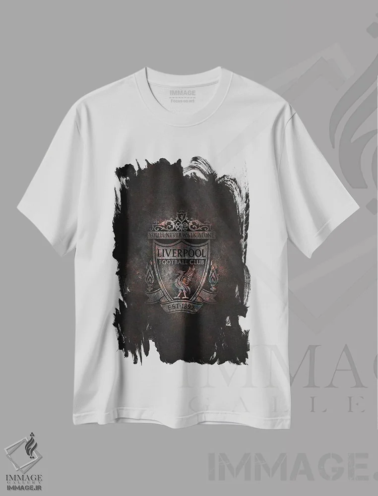 تیشرت سفید طرح دار لیورپول، هنر دیجیتال اثر دورو آرت | immage.ir