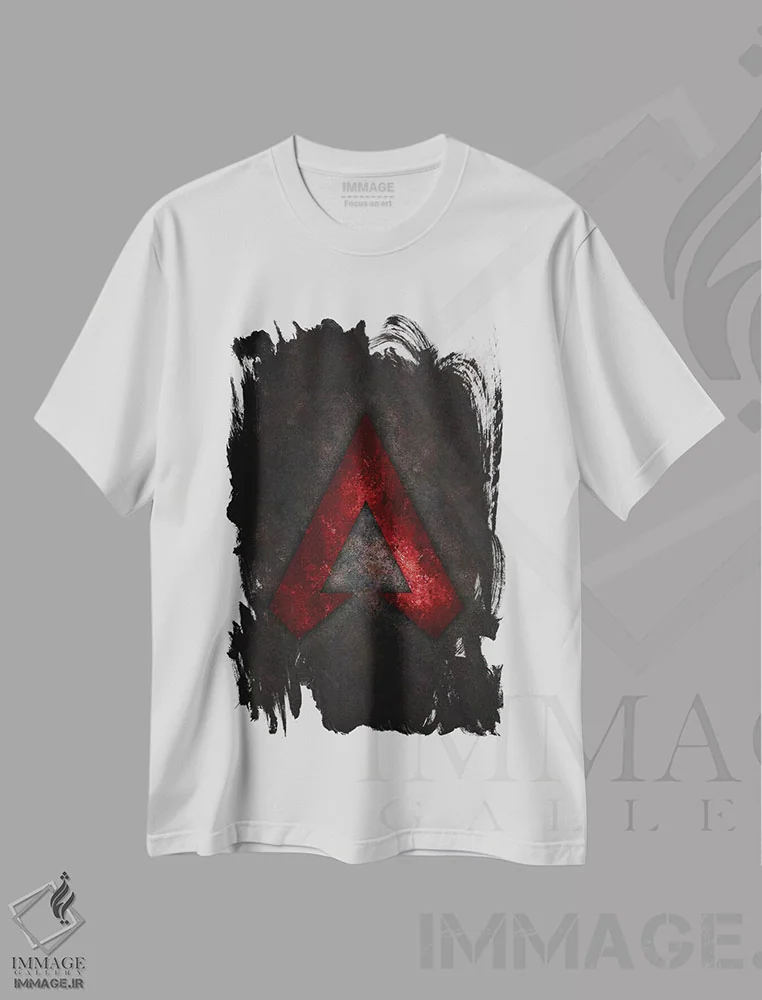 تیشرت سفید طرح دار قلهٔ قرمز اثر دورو آرت | فروشگاه ایماژ