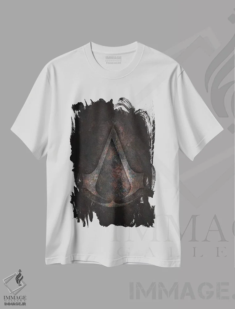 تیشرت سفید طرح دار فرقه اساسین ها، هنر دیجیتال اثر دورو آرت | فروشگاه ایماژ