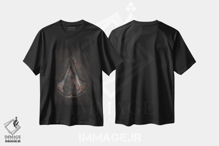 تیشرت مشکی طرح دار فرقه اساسین ها، هنر دیجیتال اثر دورو آرت | immage.ir