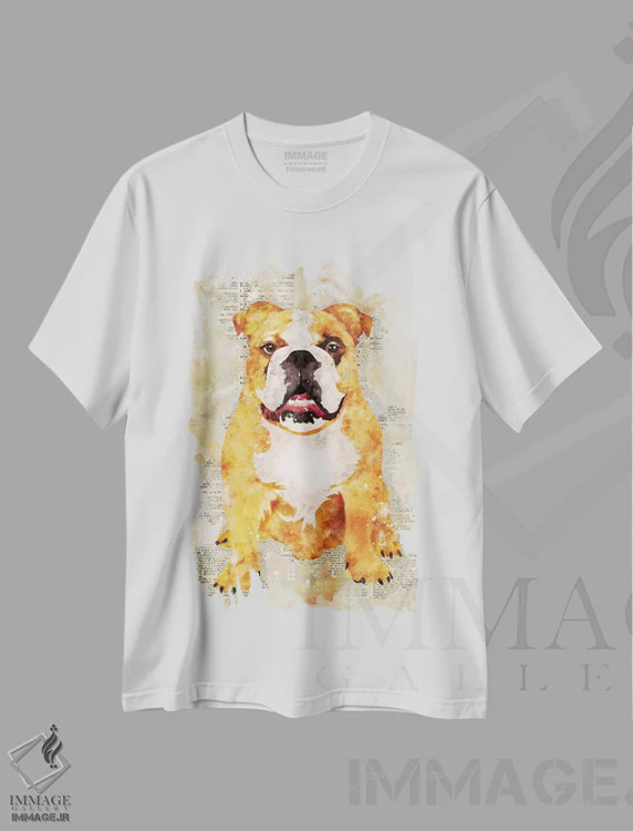 تیشرت سفید طرح دار سگ بوکسر، هنر دیجیتال اثر دورو آرت | immage.ir