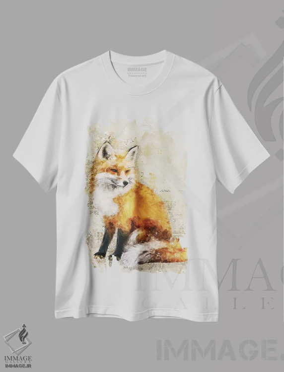 تیشرت سفید طرح دار روباه، هنر دیجیتال اثر دورو آرت | immage.ir