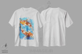 تیشرت سفید طرح دار ماهی های کوی آبی، هنر دیجیتال اثر دورو آرت | فروشگاه ایماژ