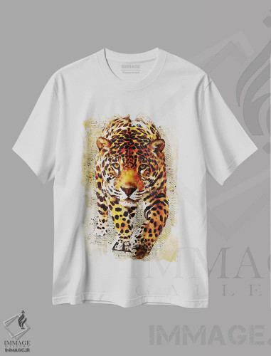تیشرت سفید طرح دار پلنگ، هنر دیجیتال اثر دورو آرت | فروشگاه ایماژ