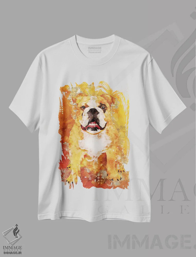 تیشرت سفید طرح دار سگ بوکسر وحشی، هنر دیجیتال اثر دورو آرت | فروشگاه ایماژ