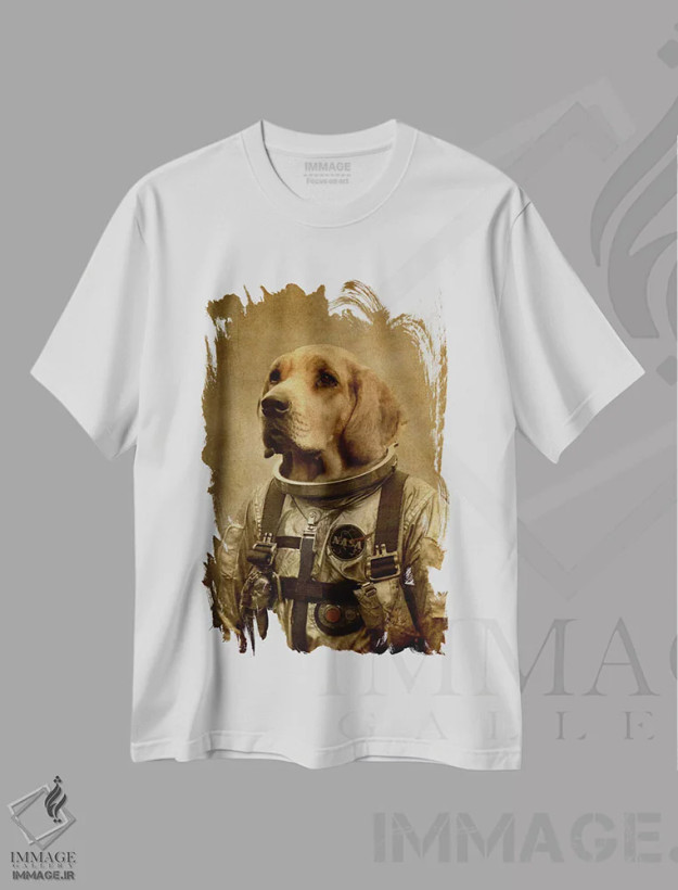 تیشرت سفید طرح دار کشف فضا اثر دورو آرت | فروشگاه ایماژ
