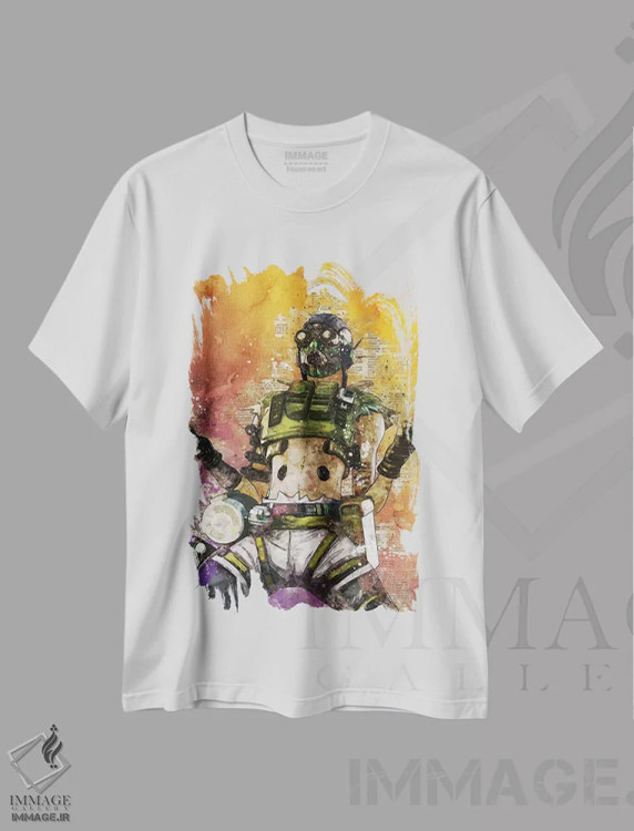 تیشرت سفید طرح دار اکتان، هنر دیجیتال اثر دورو آرت | فروشگاه ایماژ