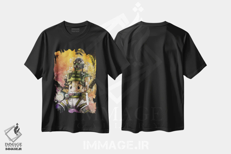 تیشرت مشکی طرح دار اکتان، هنر دیجیتال اثر دورو آرت | immage.ir