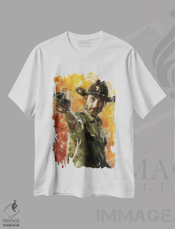 تیشرت سفید طرح دار ریک گرایمز، هنر دیجیتال اثر دورو آرت | فروشگاه ایماژ