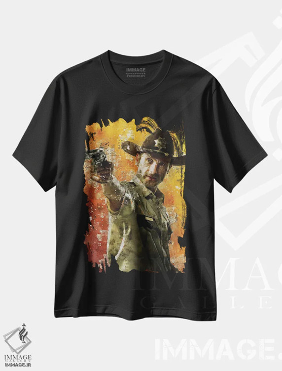 تیشرت مشکی طرح دار ریک گرایمز، هنر دیجیتال اثر دورو آرت | immage.ir