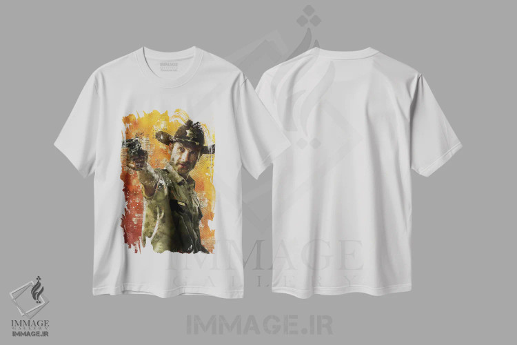 تیشرت سفید طرح دار ریک گرایمز، هنر دیجیتال اثر دورو آرت | فروشگاه ایماژ