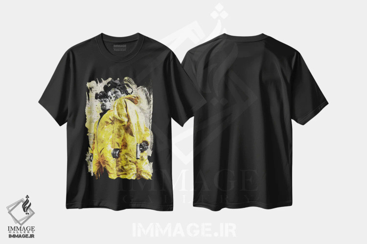 تیشرت مشکی طرح دار والتر و جسی آبرنگی، هنر دیجیتال اثر دورو آرت | فروشگاه ایماژ