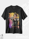 تیشرت مشکی طرح دار رزیدنت اویل آبرنگی، هنر دیجیتال اثر دورو آرت | فروشگاه ایماژ