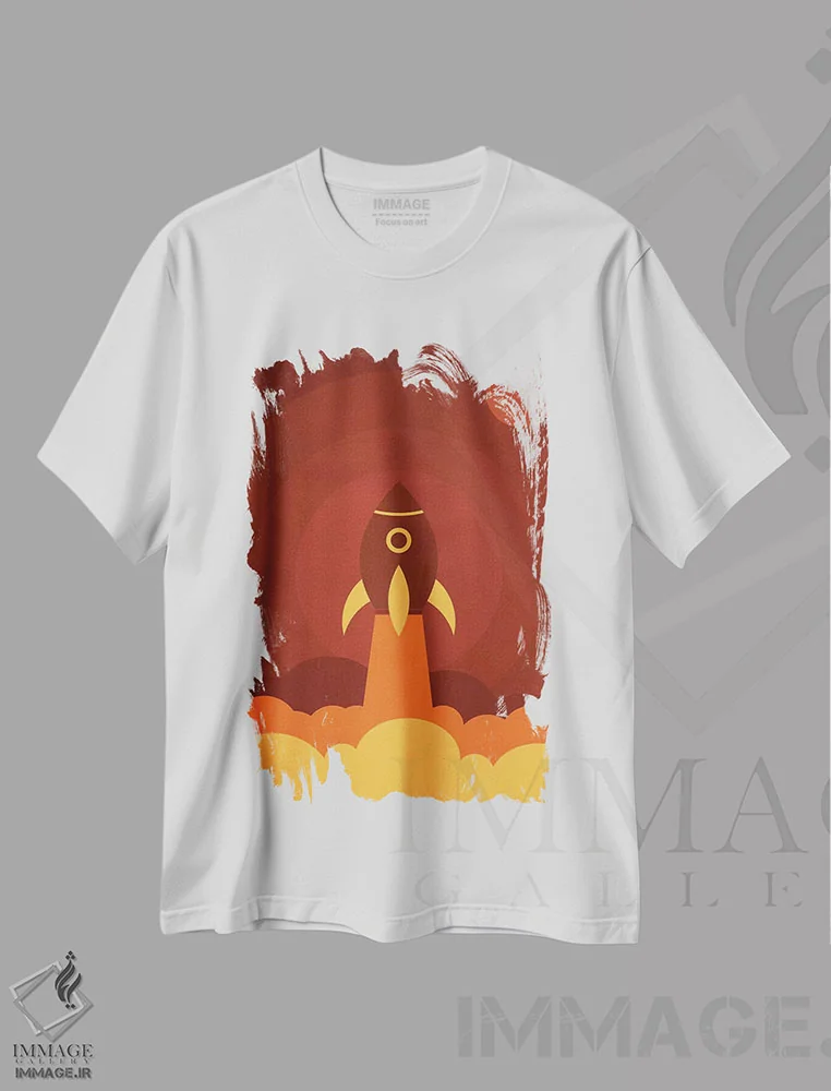 تیشرت سفید طرح دار بالا در فضا، هنر دیجیتال اثر دورو آرت | فروشگاه ایماژ