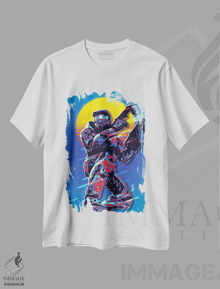 تیشرت سفید طرح دار مستر چیف، هنر دیجیتال اثر دورو آرت | فروشگاه ایماژ