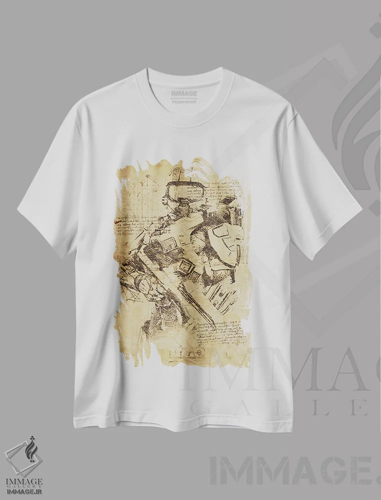تیشرت سفید طرح دار هالو ۲ داوینچی، تزئینی اثر دورو آرت | immage.ir