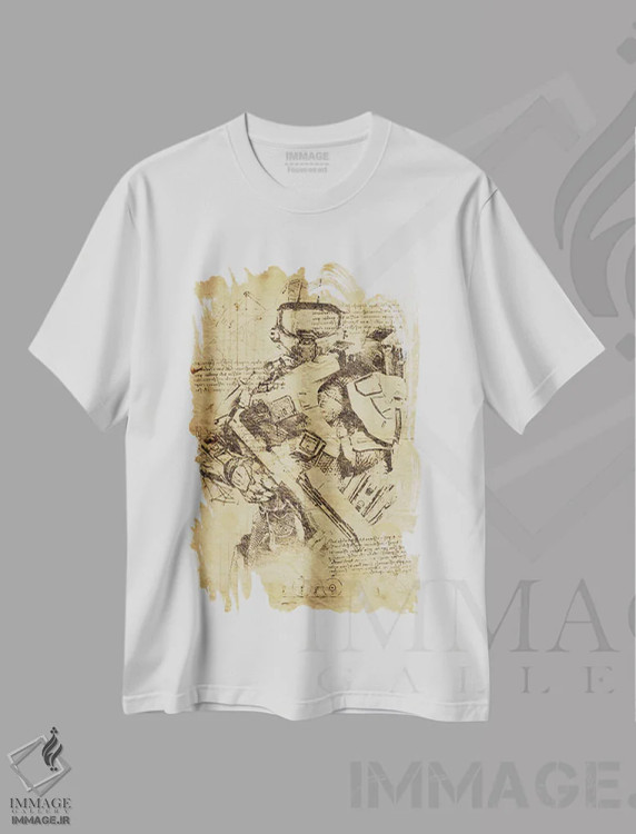 تیشرت سفید طرح دار هالو ۲ داوینچی، تزئینی اثر دورو آرت | immage.ir