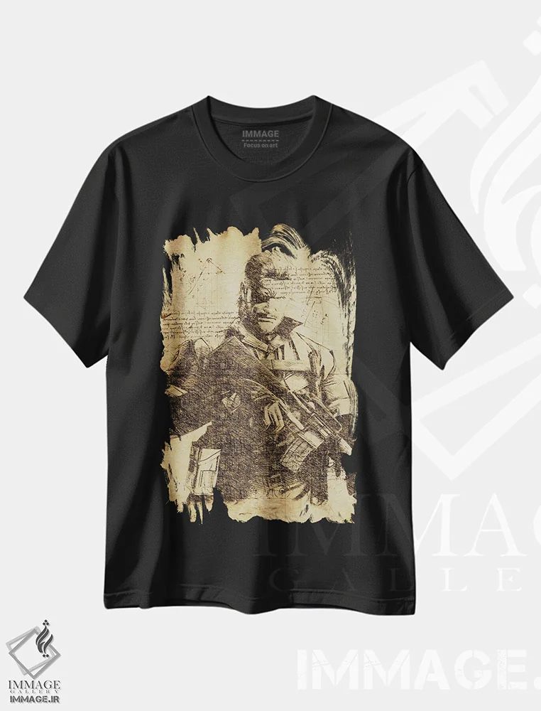 تیشرت مشکی طرح دار مار داوینچی، تزئینی اثر دورو آرت | immage.ir