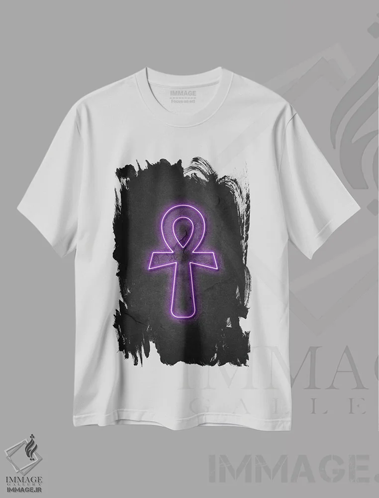 تیشرت سفید طرح دار عنخ، هنر دیجیتال اثر دورو آرت | فروشگاه ایماژ